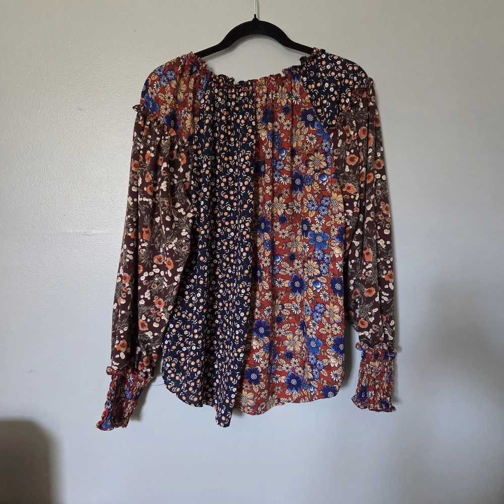 Umgee Womens Mix Media Lightweight Bohemian Blouse Top. Sz L - Picture 4 of 6